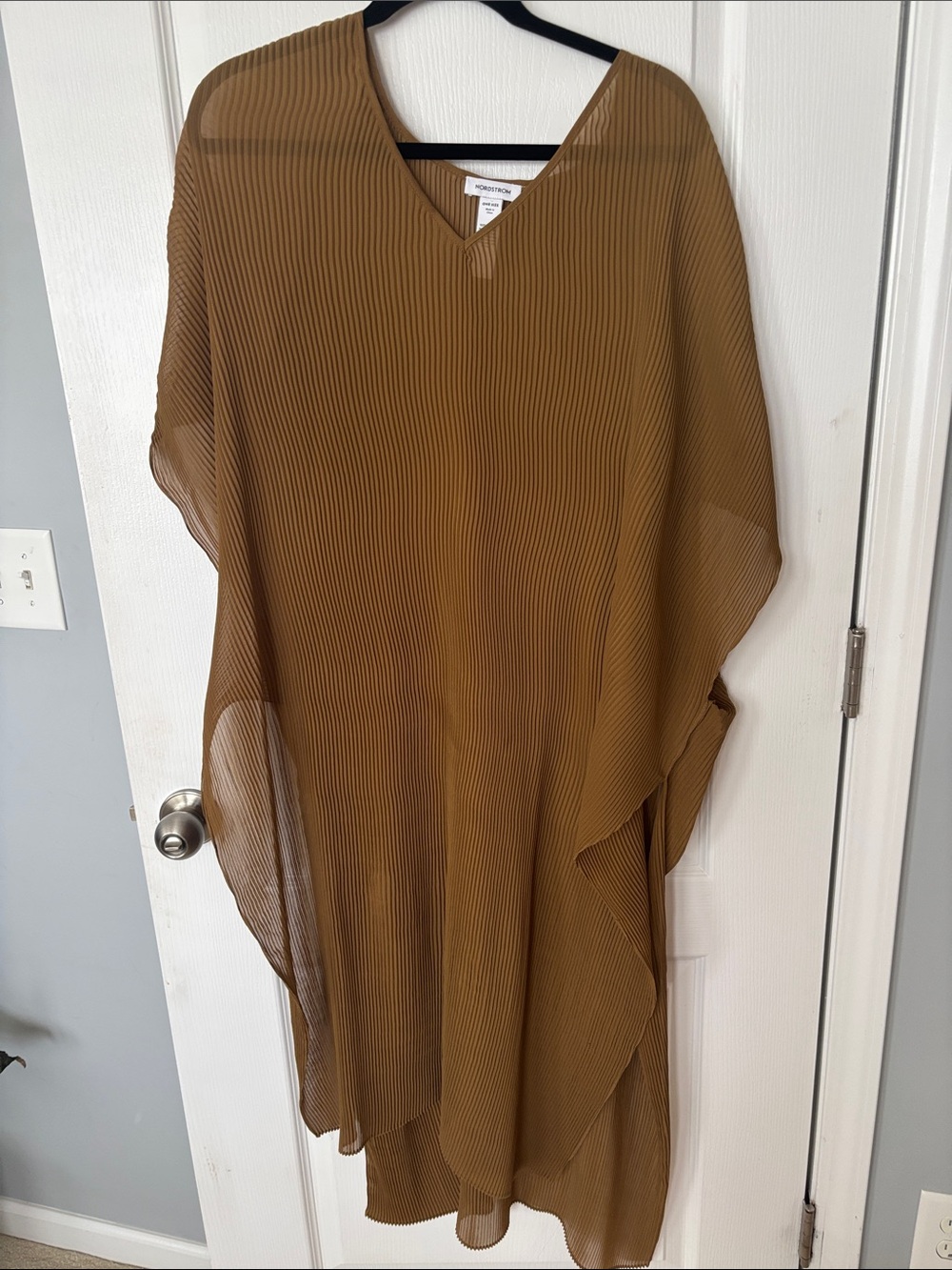 Nordstrom Brown Pleated Swim Coverup